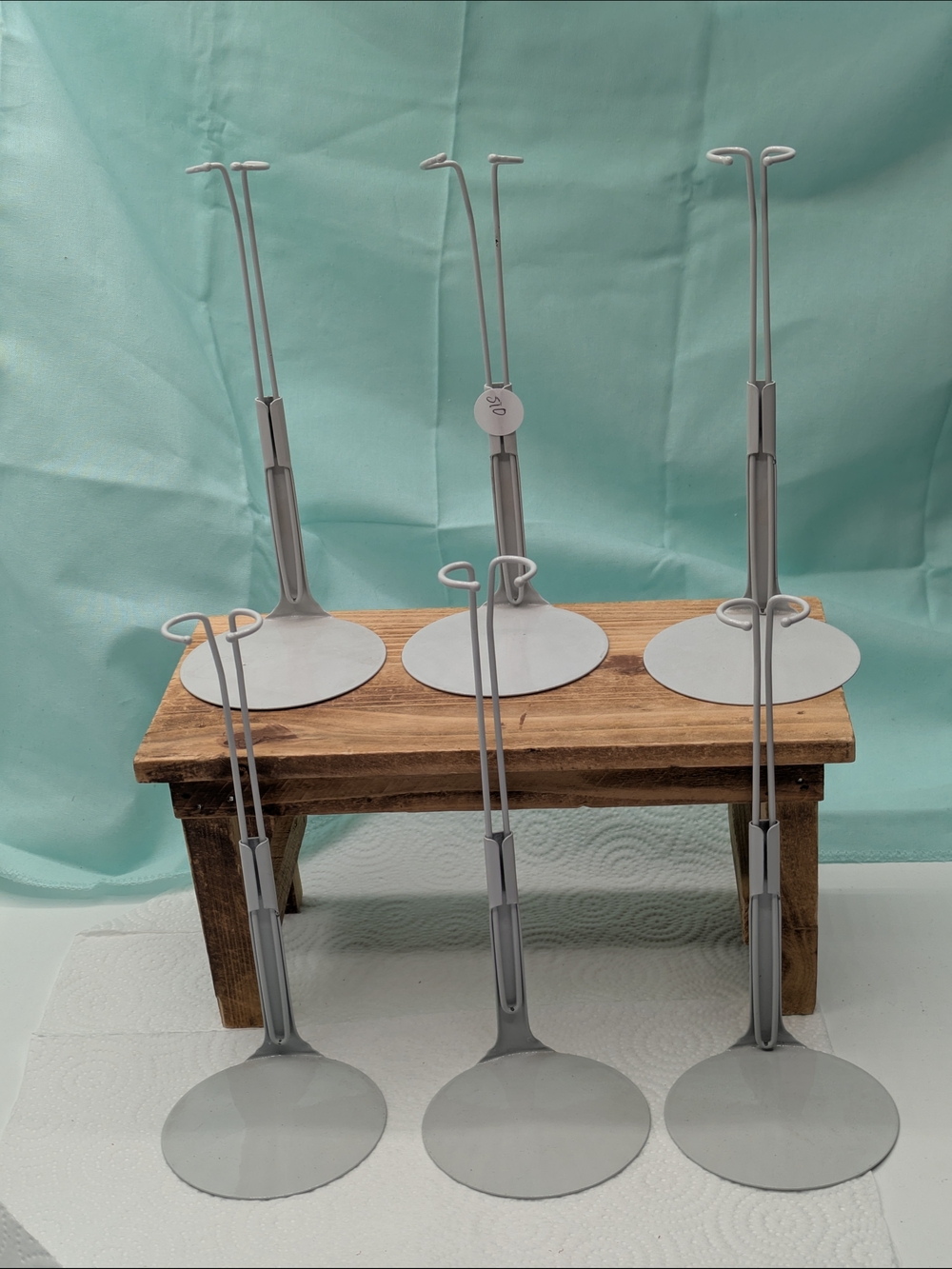 White Metal Plate Display Stands for Doll/Action Figure- Set of 6. Kaiser